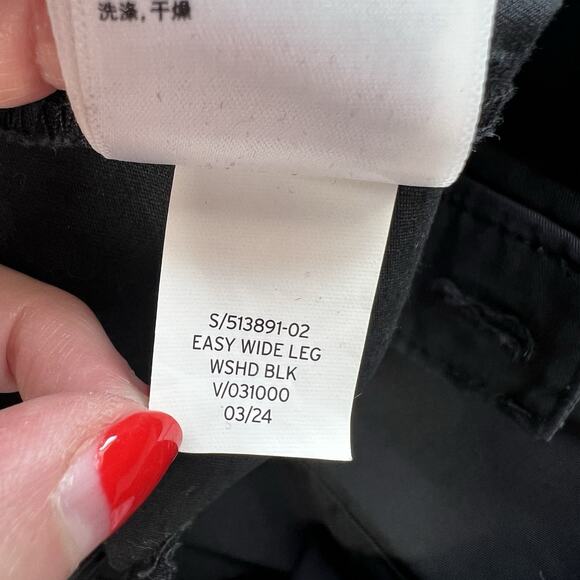 GAP M Medium High Rise Easy Wide Leg Khakis Pants Black Elastic Waist Utility - Picture 9 of 15